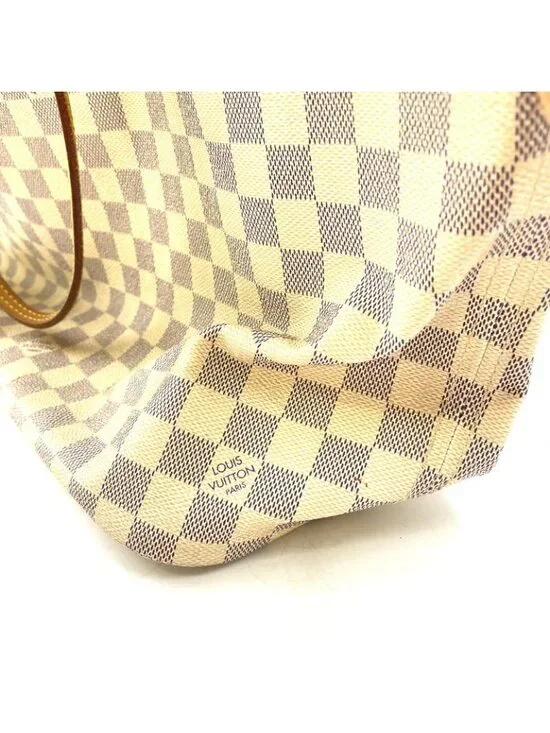 Louis Vuitton Neverfull MM Damier Azur Leather White Tote Gold - Picture 12 of 15